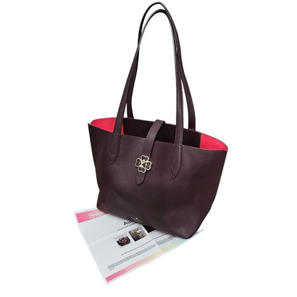 KATE SPADE Kaci Chocolate Cherry Leather Large Tote Shoulder Bag COA - Picture 6 of 16